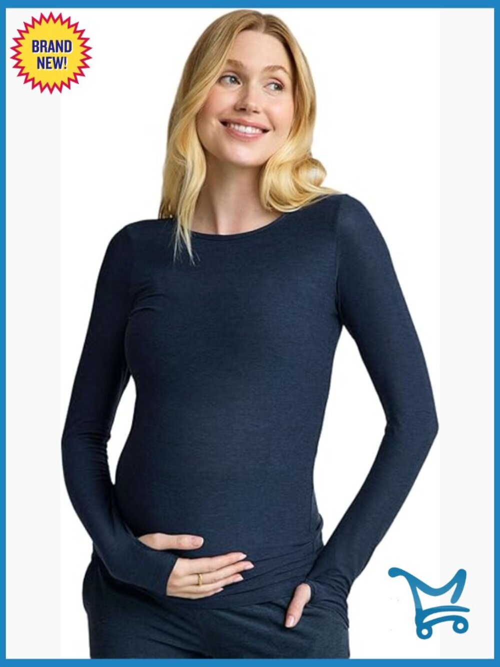 Lightweight Maternity Crew Pullover with Thumbholes, Yoga Top